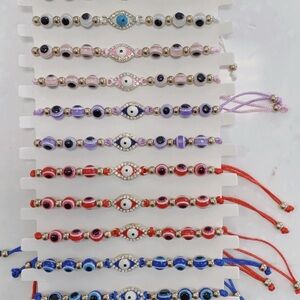 Evil Eye Beaded Bracelets Set - Multicolor